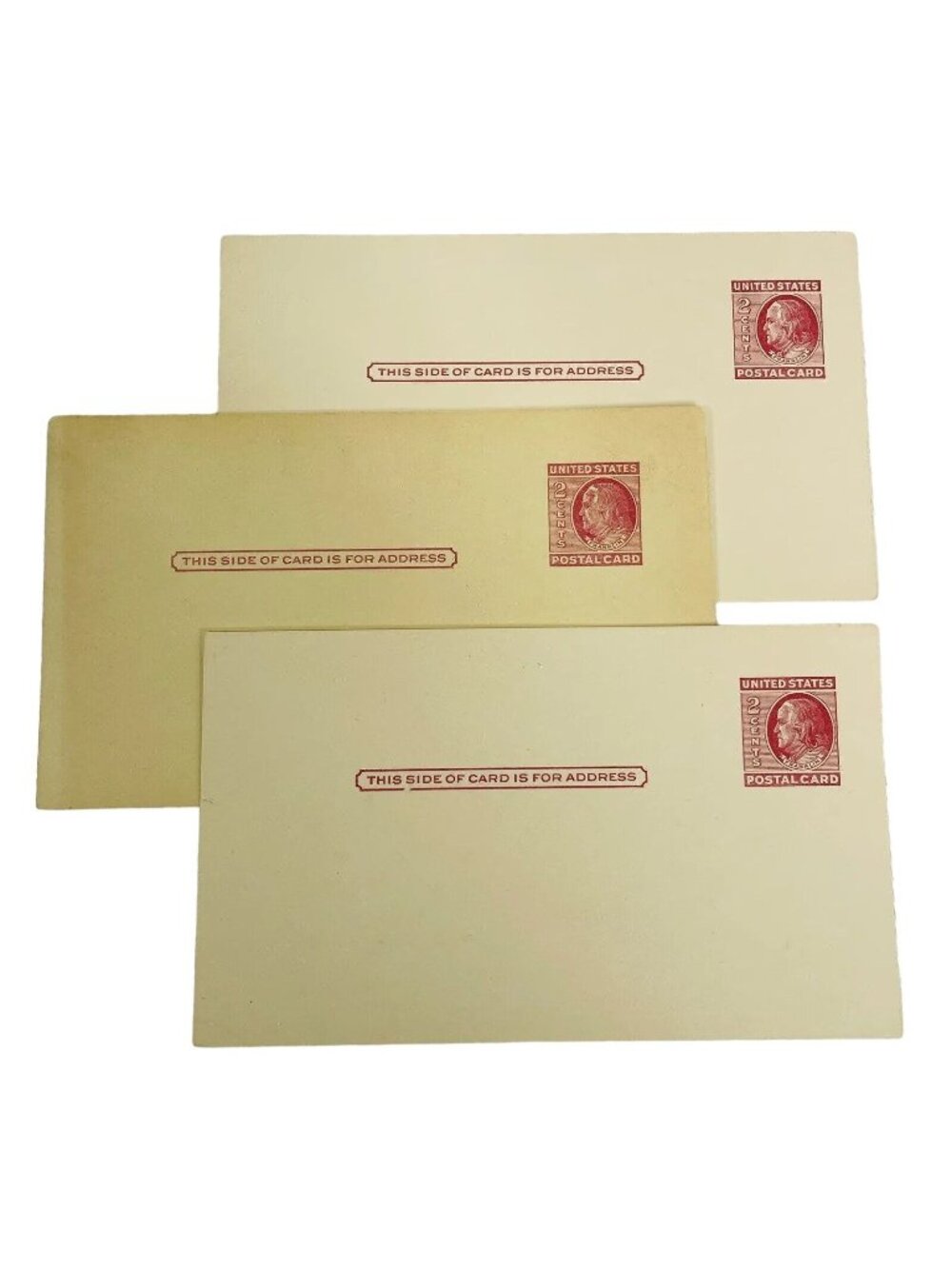 3 USPS 2 Cent Postal Card Benjamin  Franklin Pre Stamp Postcard UNUSED Vintage